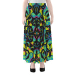 Ornament Psychedelic Trippy Print Chiffon Maxi Skirt
