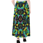 Ornament Psychedelic Trippy Print Chiffon Maxi Skirt