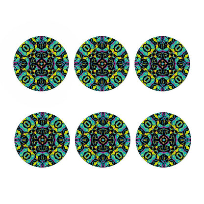 Ornament Psychedelic Trippy Print Coaster Set