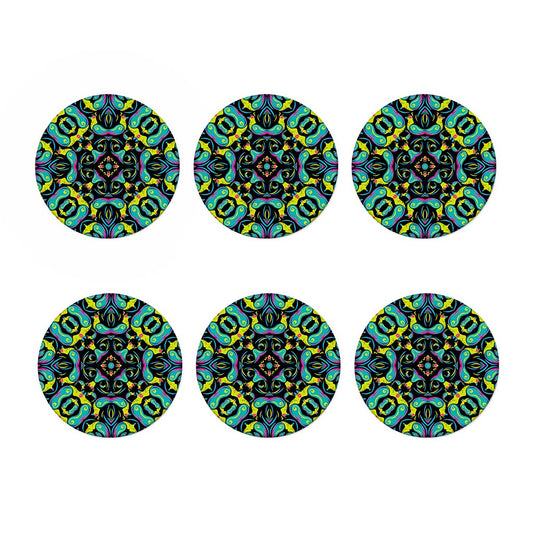 Ornament Psychedelic Trippy Print Coaster Set