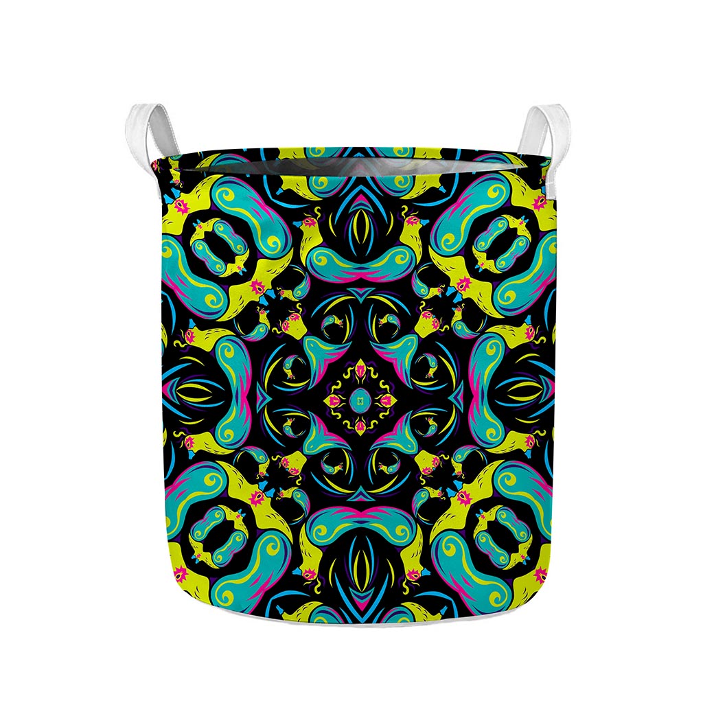 Ornament Psychedelic Trippy Print Collapsible Laundry Basket