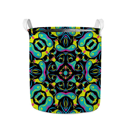 Ornament Psychedelic Trippy Print Collapsible Laundry Basket