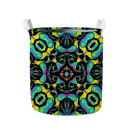 Ornament Psychedelic Trippy Print Collapsible Laundry Basket