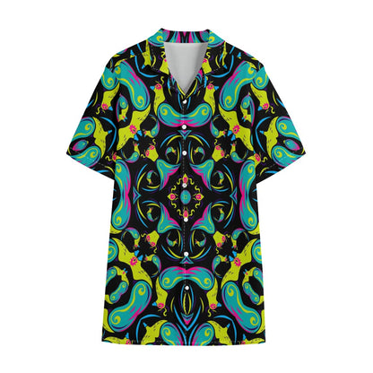 Ornament Psychedelic Trippy Print Cotton Hawaiian Shirt