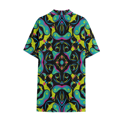 Ornament Psychedelic Trippy Print Cotton Hawaiian Shirt