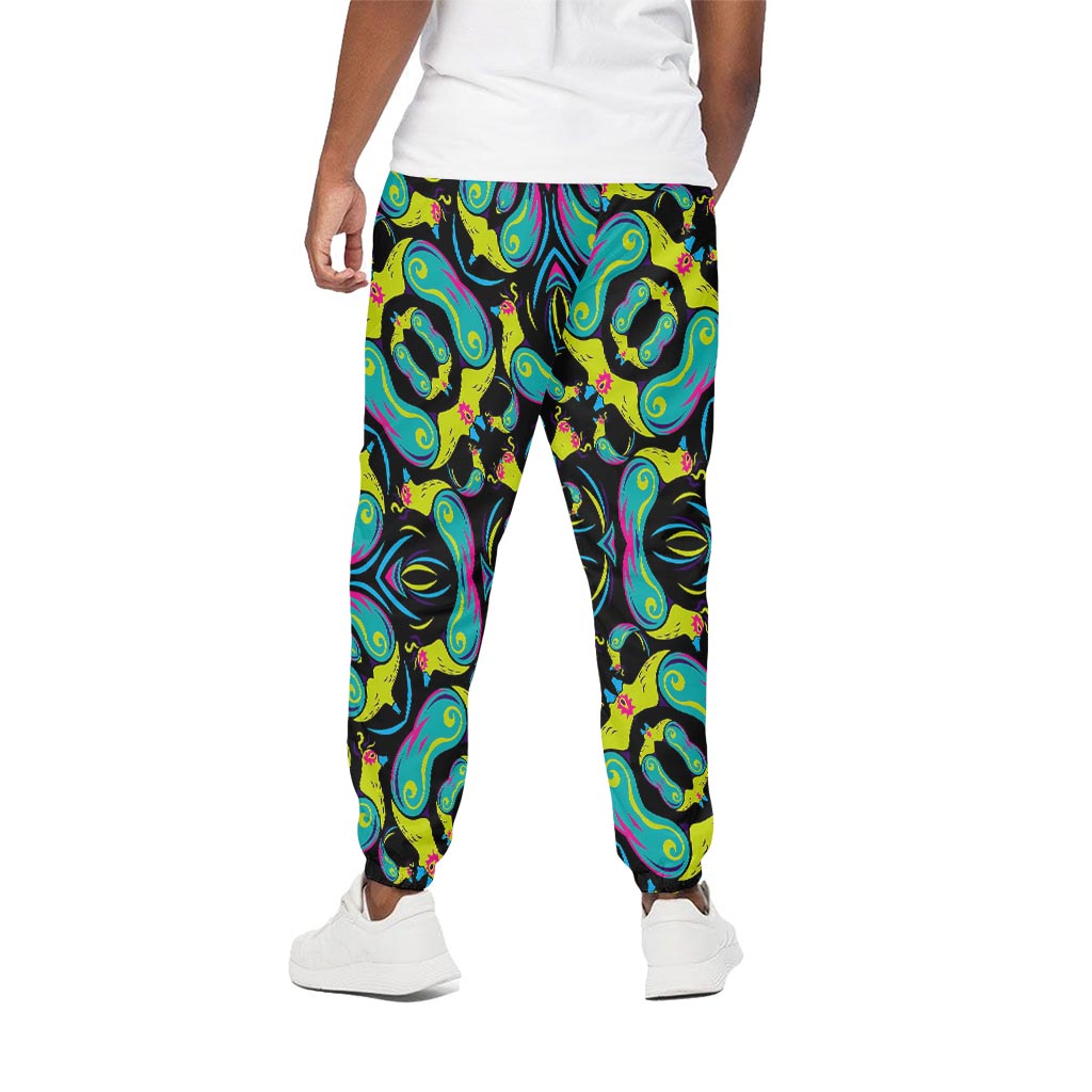 Ornament Psychedelic Trippy Print Cotton Pants