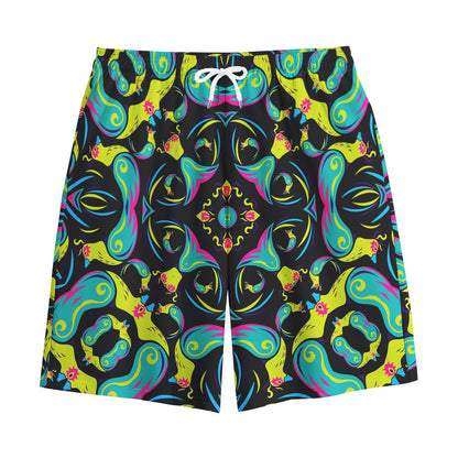 Ornament Psychedelic Trippy Print Cotton Shorts