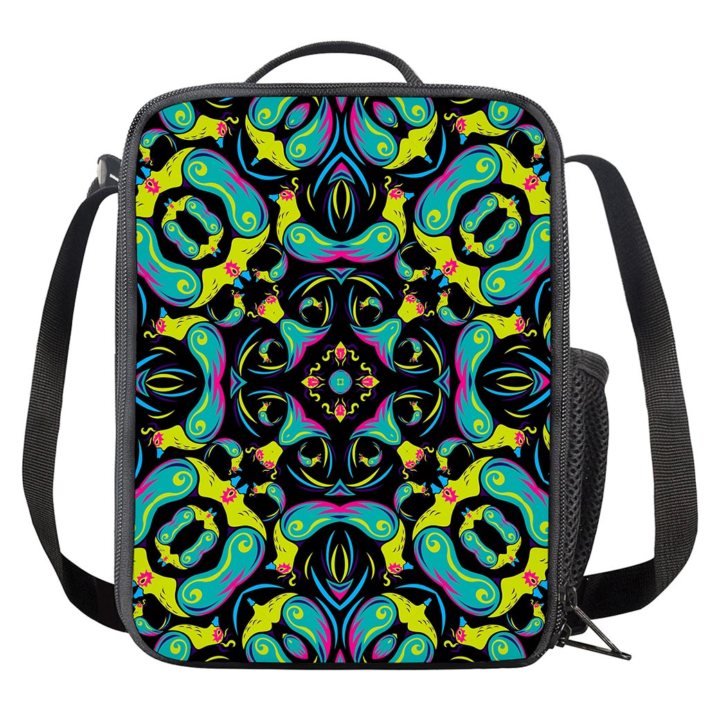 Ornament Psychedelic Trippy Print Crossbody Lunch Bag