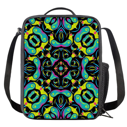 Ornament Psychedelic Trippy Print Crossbody Lunch Bag