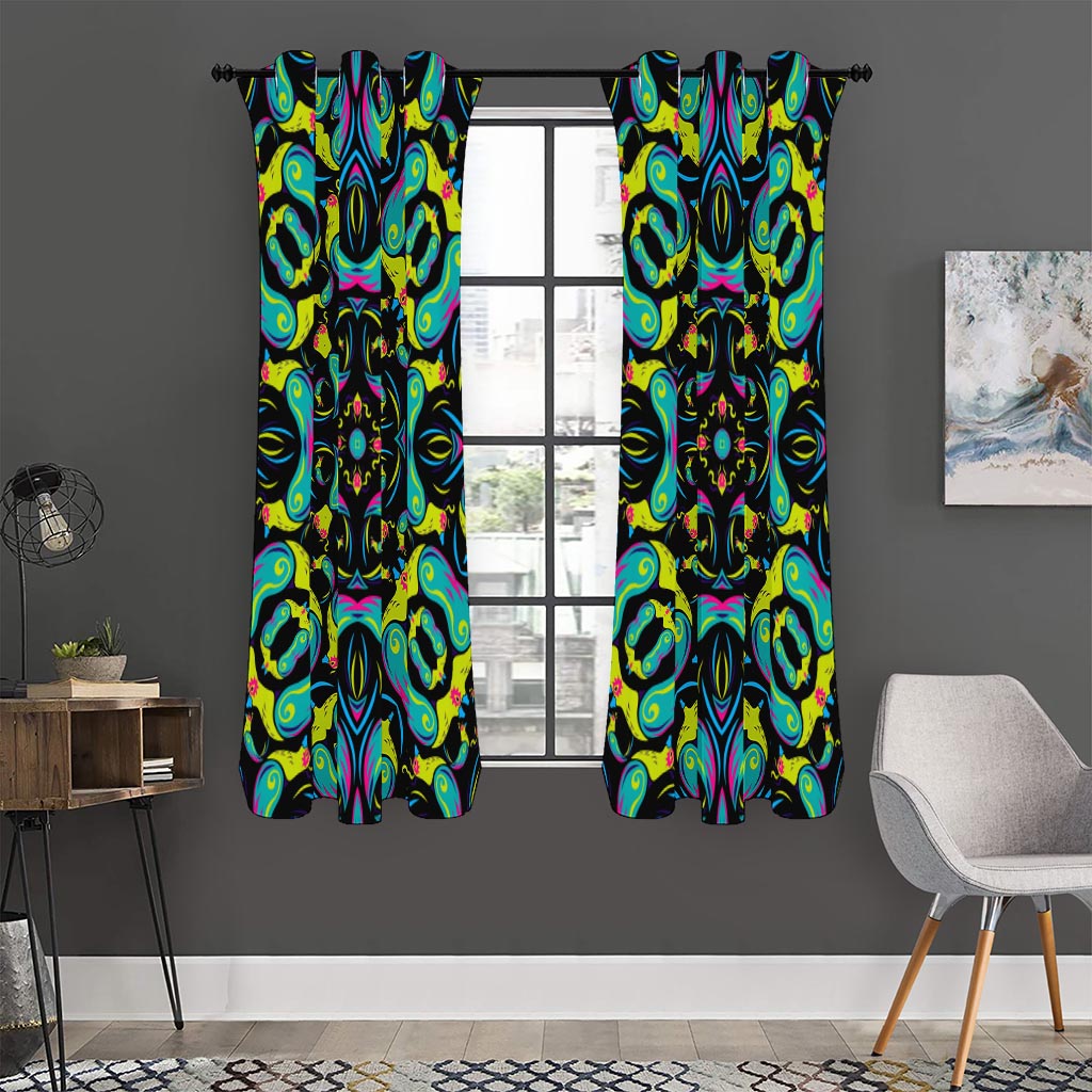Ornament Psychedelic Trippy Print Curtain