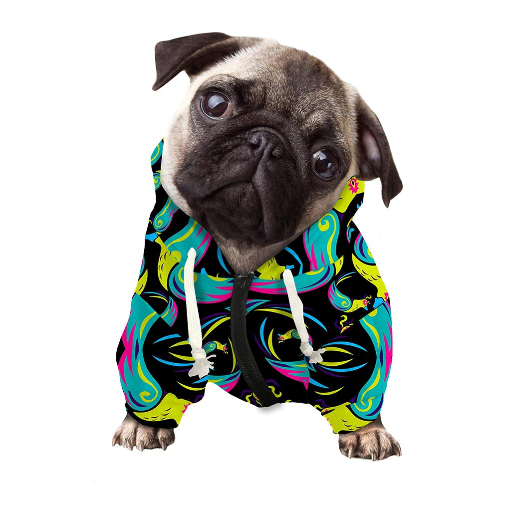 Ornament Psychedelic Trippy Print Dog Zip Up Hoodie