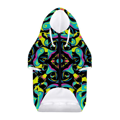 Ornament Psychedelic Trippy Print Dog Zip Up Hoodie