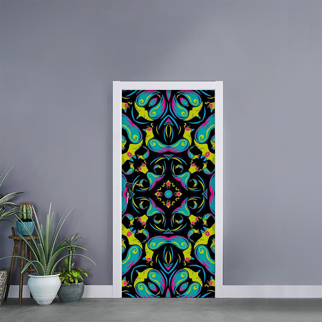 Ornament Psychedelic Trippy Print Door Sticker