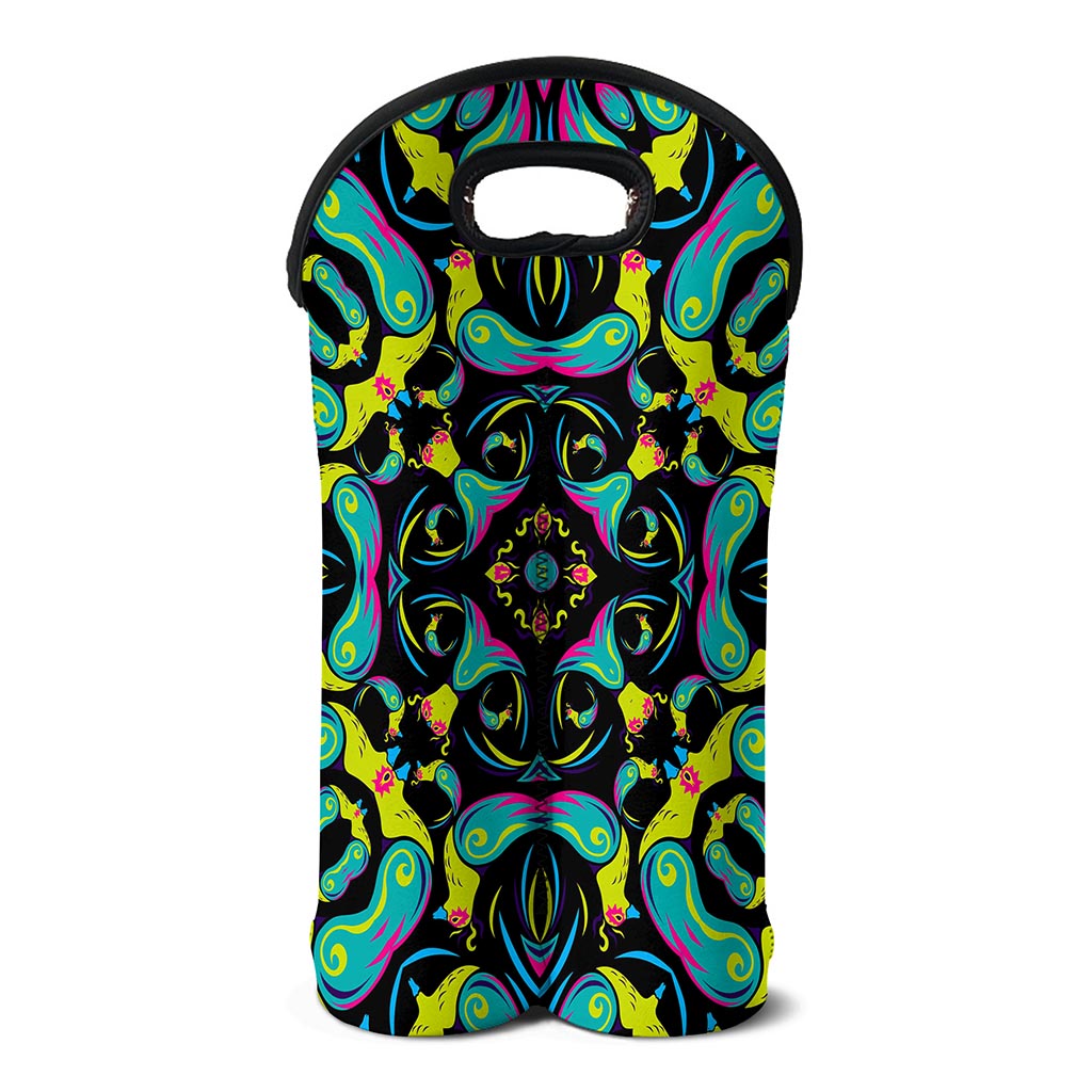 Ornament Psychedelic Trippy Print Double Neoprene Wine Tote