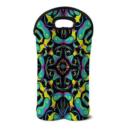 Ornament Psychedelic Trippy Print Double Neoprene Wine Tote