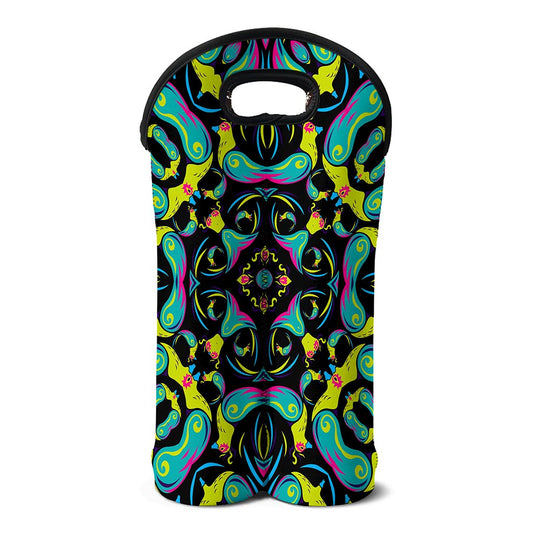 Ornament Psychedelic Trippy Print Double Neoprene Wine Tote