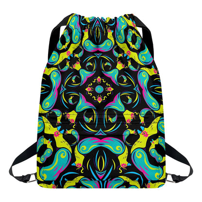Ornament Psychedelic Trippy Print Drawstring Backpack