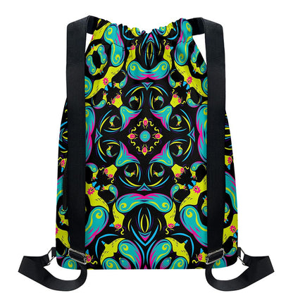 Ornament Psychedelic Trippy Print Drawstring Backpack
