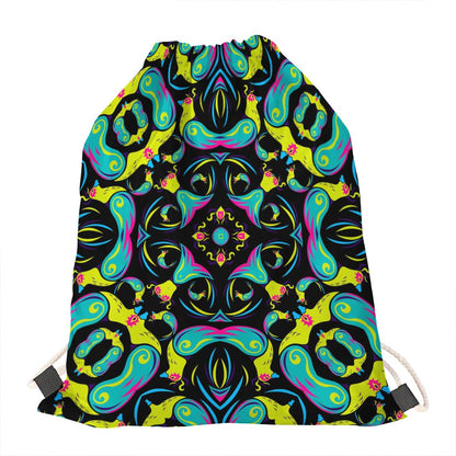 Ornament Psychedelic Trippy Print Drawstring Bag