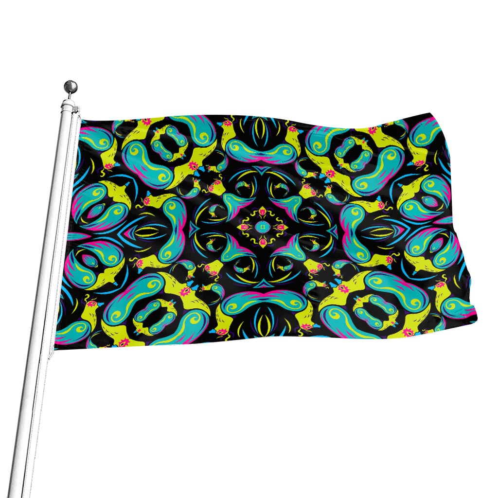 Ornament Psychedelic Trippy Print Flag