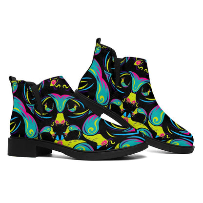 Ornament Psychedelic Trippy Print Flat Ankle Boots