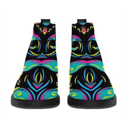 Ornament Psychedelic Trippy Print Flat Ankle Boots