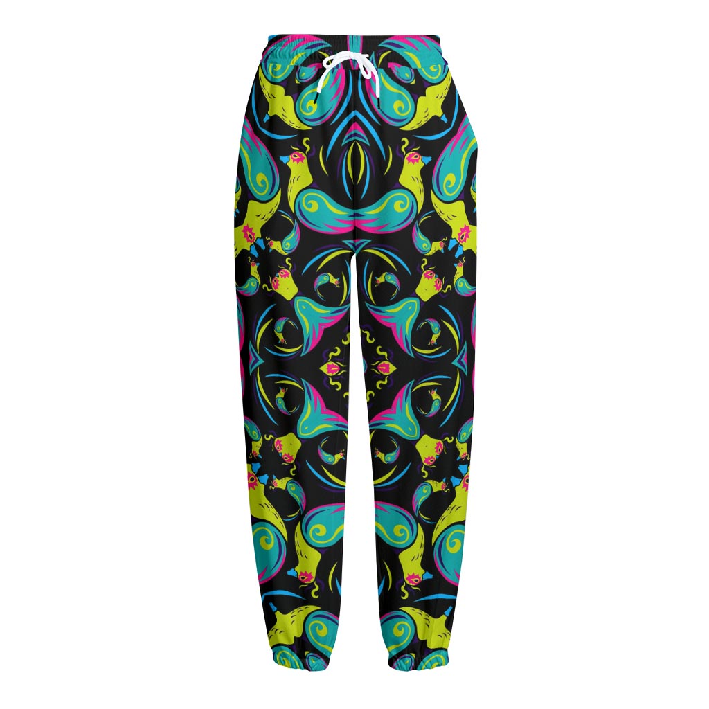 Ornament Psychedelic Trippy Print Fleece Lined Knit Pants