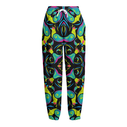 Ornament Psychedelic Trippy Print Fleece Lined Knit Pants