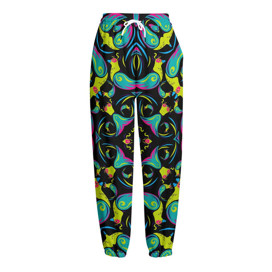 Ornament Psychedelic Trippy Print Fleece Lined Knit Pants