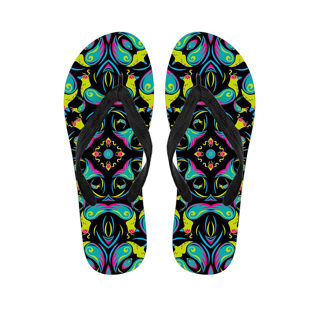 Ornament Psychedelic Trippy Print Flip Flops