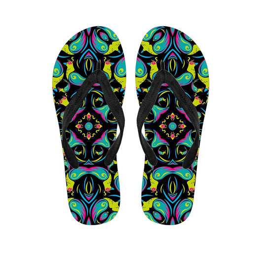 Ornament Psychedelic Trippy Print Flip Flops