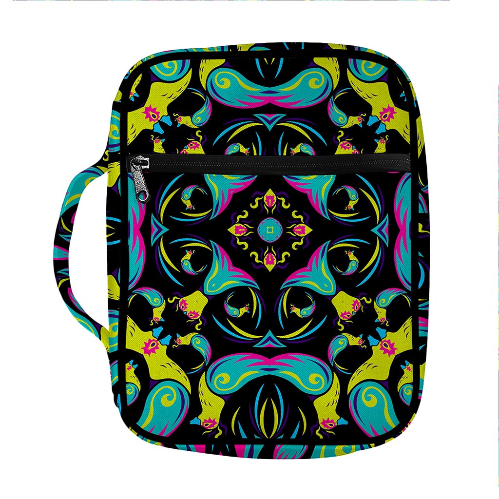 Ornament Psychedelic Trippy Print Front Pocket Bible Bag