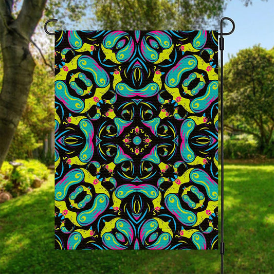 Ornament Psychedelic Trippy Print Garden Flag