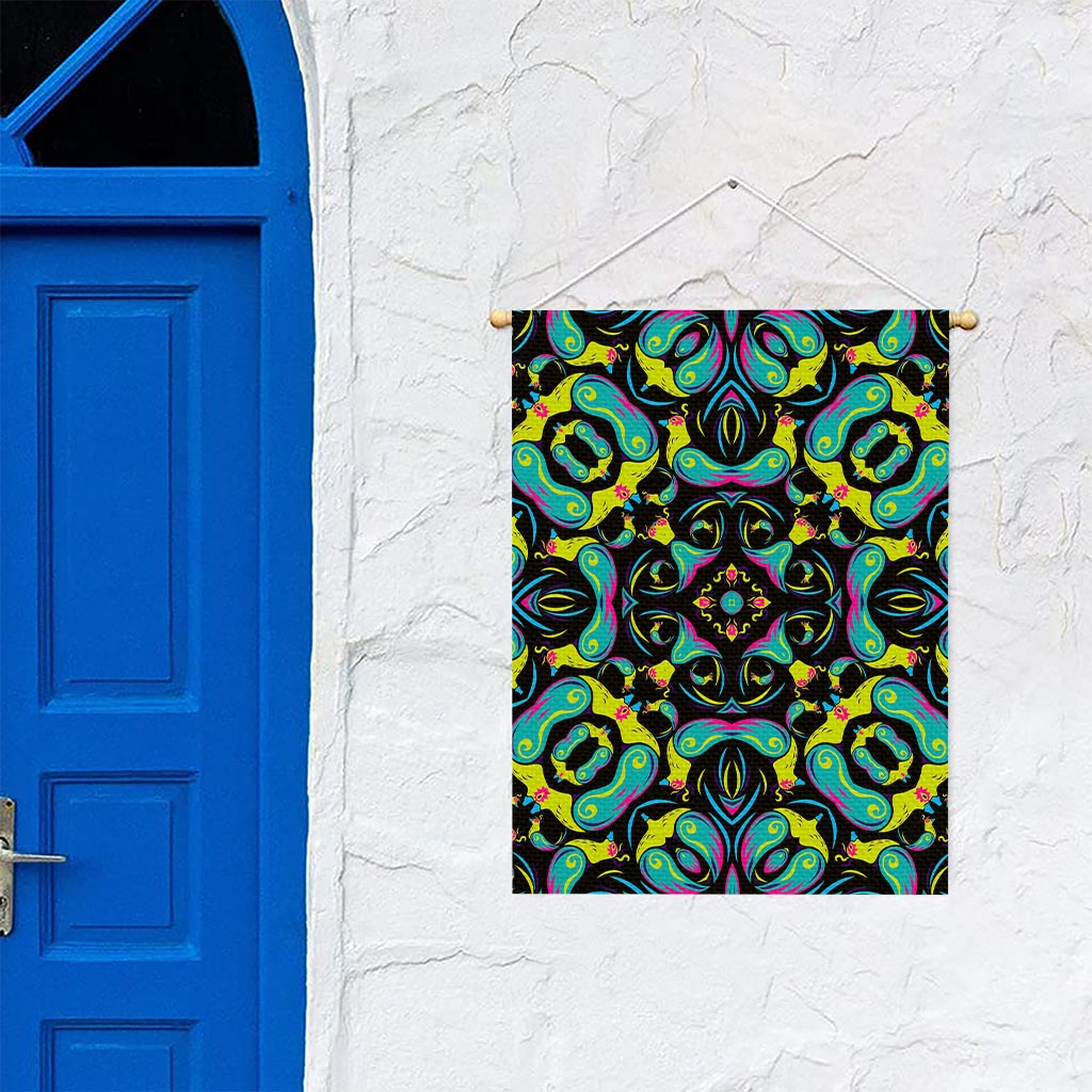 Ornament Psychedelic Trippy Print Garden Flag