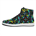 Ornament Psychedelic Trippy Print High Top Leather Sneakers
