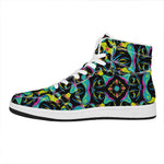 Ornament Psychedelic Trippy Print High Top Leather Sneakers