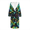 Ornament Psychedelic Trippy Print Hooded Bathrobe