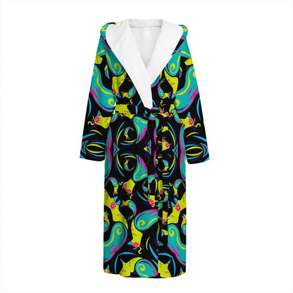 Ornament Psychedelic Trippy Print Hooded Bathrobe