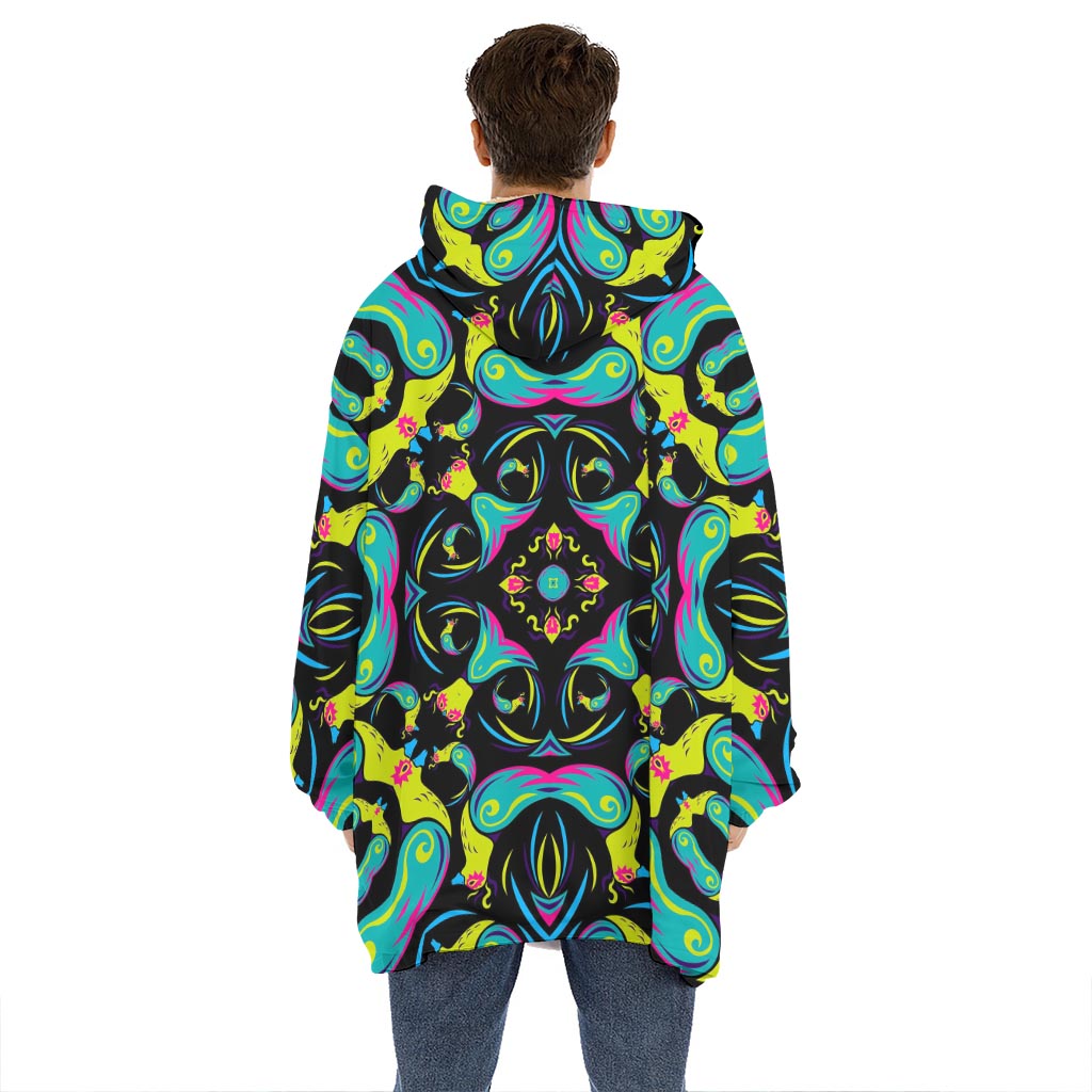 Ornament Psychedelic Trippy Print Hoodie Blanket