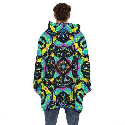 Ornament Psychedelic Trippy Print Hoodie Blanket
