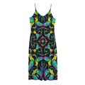 Ornament Psychedelic Trippy Print Jersey Midi Cami Dress