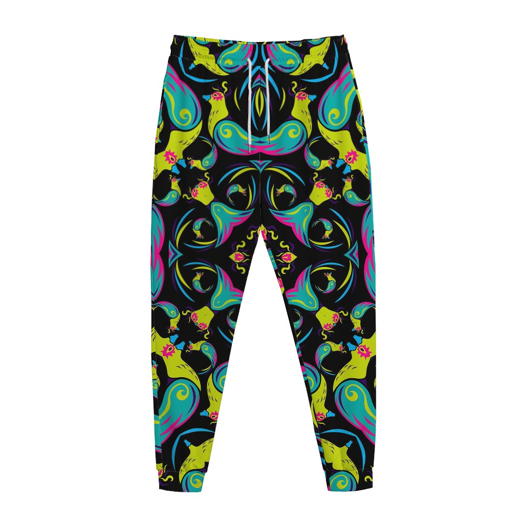 Ornament Psychedelic Trippy Print Jogger Pants