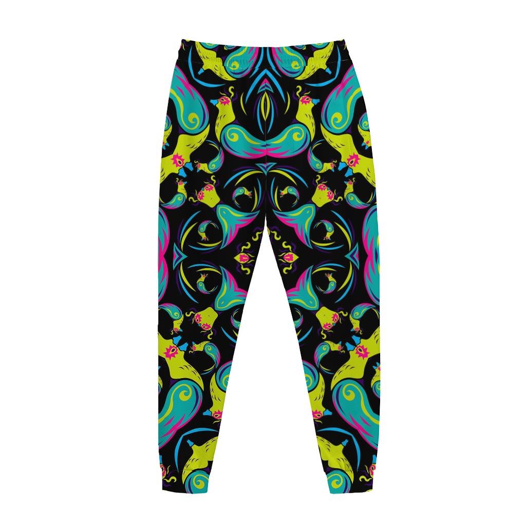 Ornament Psychedelic Trippy Print Jogger Pants