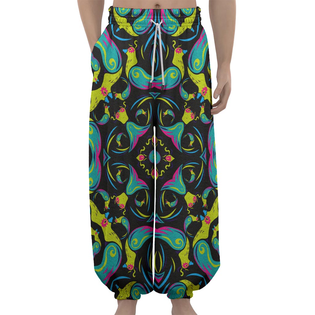Ornament Psychedelic Trippy Print Lantern Pants