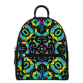 Ornament Psychedelic Trippy Print Leather Backpack