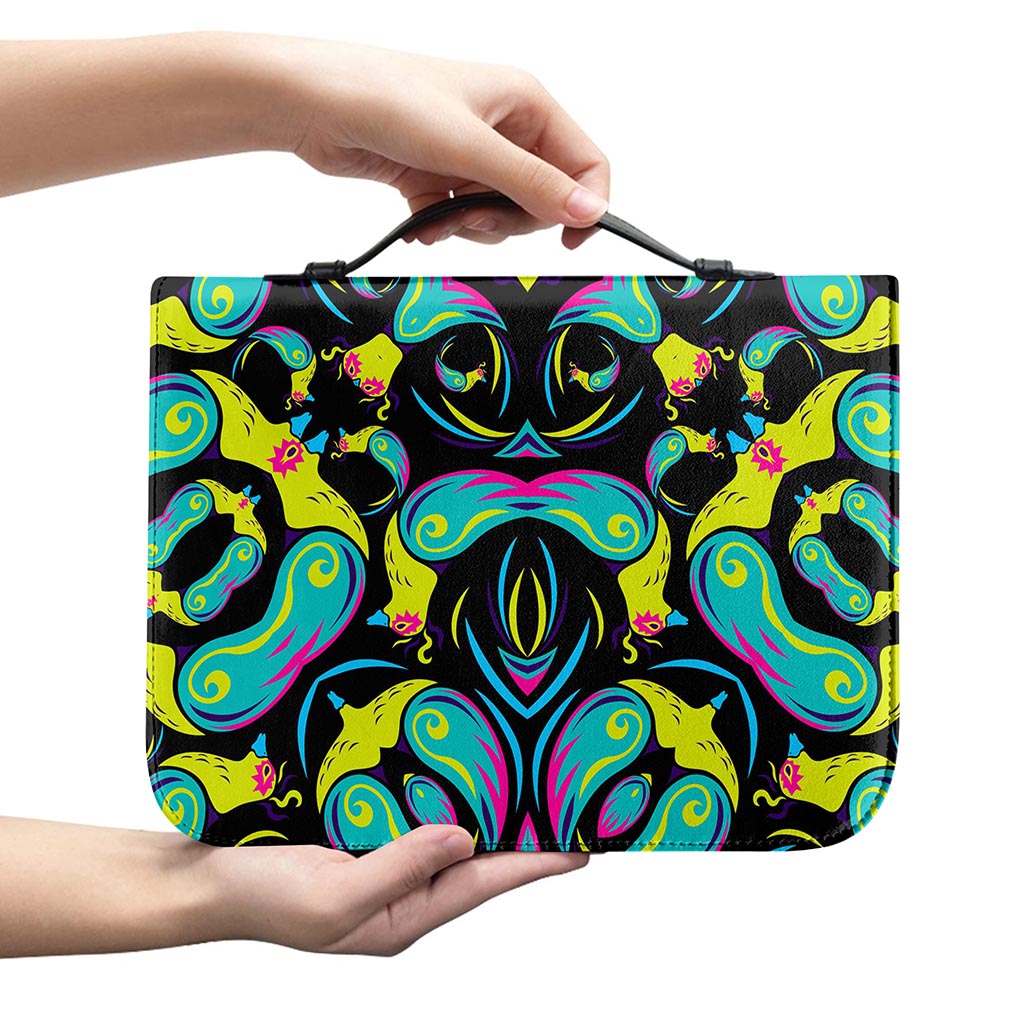 Ornament Psychedelic Trippy Print Leather Bible Cover