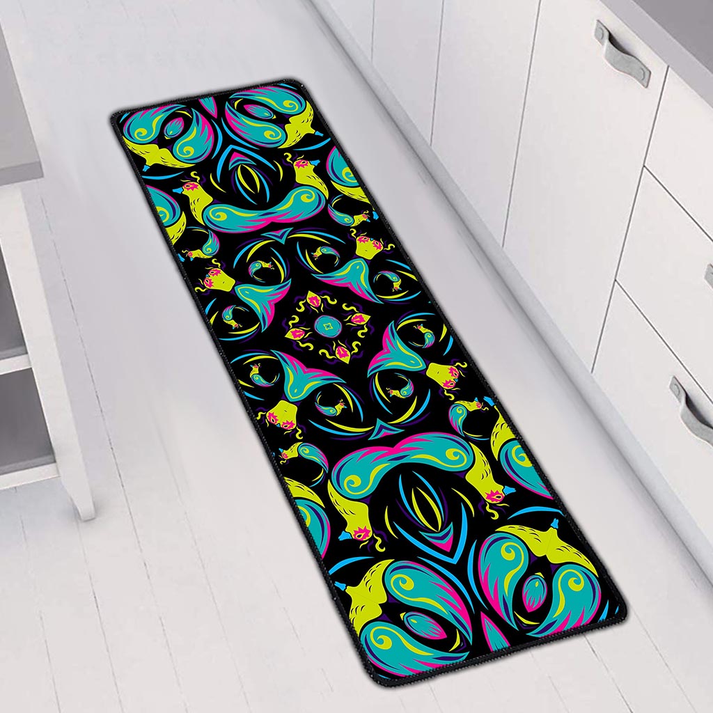 Ornament Psychedelic Trippy Print Long Kitchen Mat