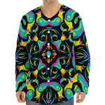 Ornament Psychedelic Trippy Print Long Sleeve Baseball Jersey