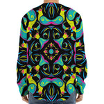 Ornament Psychedelic Trippy Print Long Sleeve Baseball Jersey