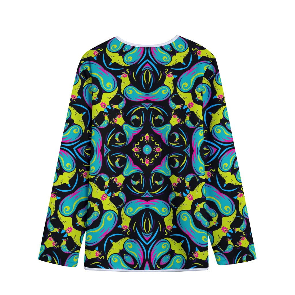 Ornament Psychedelic Trippy Print Long Sleeve Short Coat